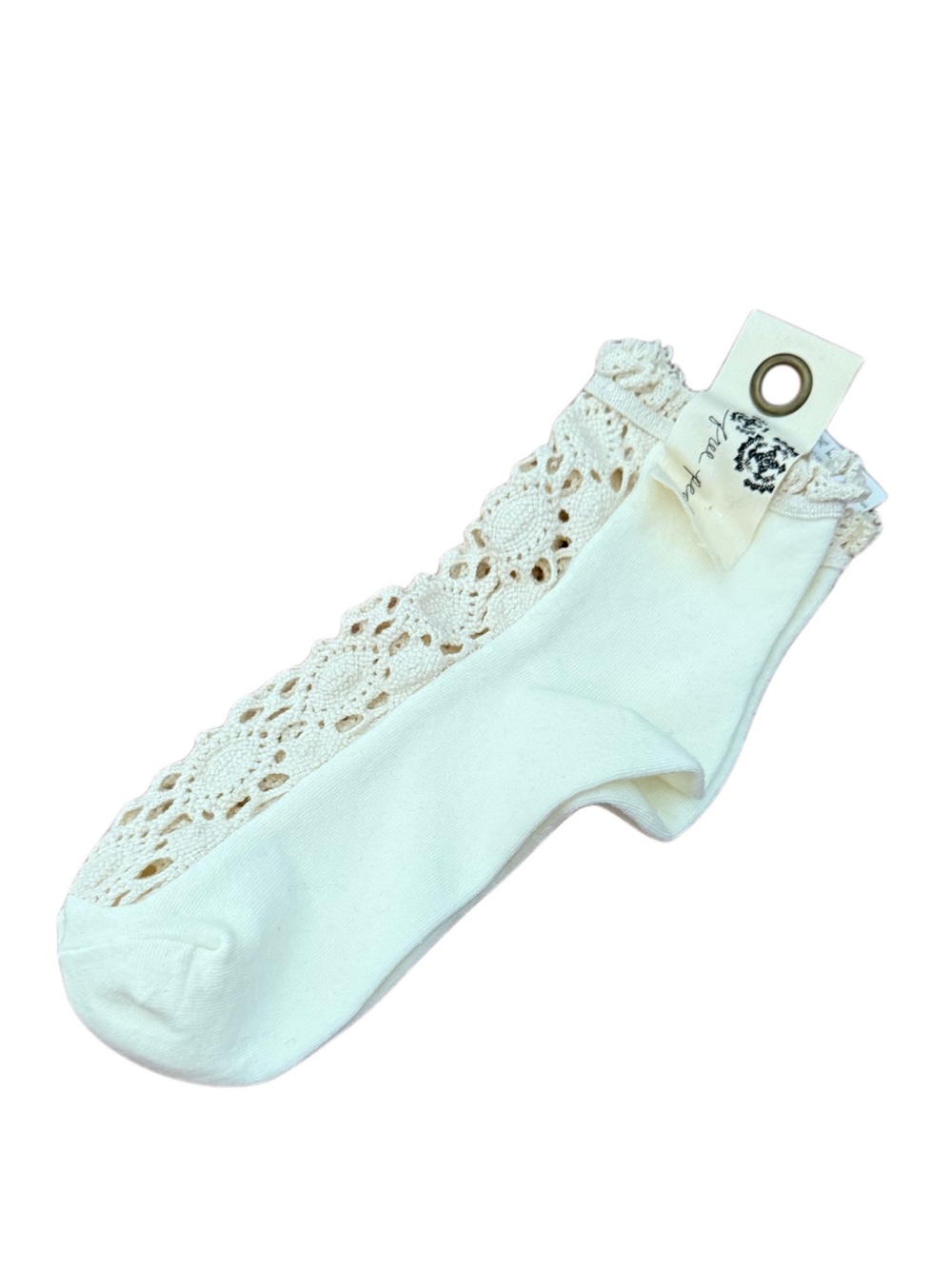 Free People Rubies Crochet Lace Panel Cream Socks